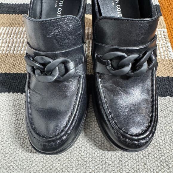 KENNETH COLE Justin Lug Loafer Booties Women 9M 90s Chunky Block Heel Leather - Picture 2 of 9